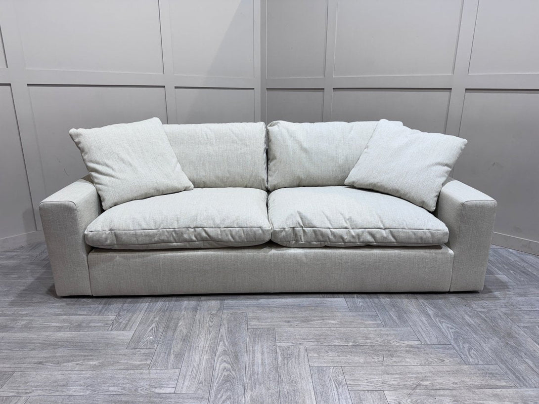 Mellow Grand 4 Seater Sofa & Footstool, Aquaclean Matilda Natural