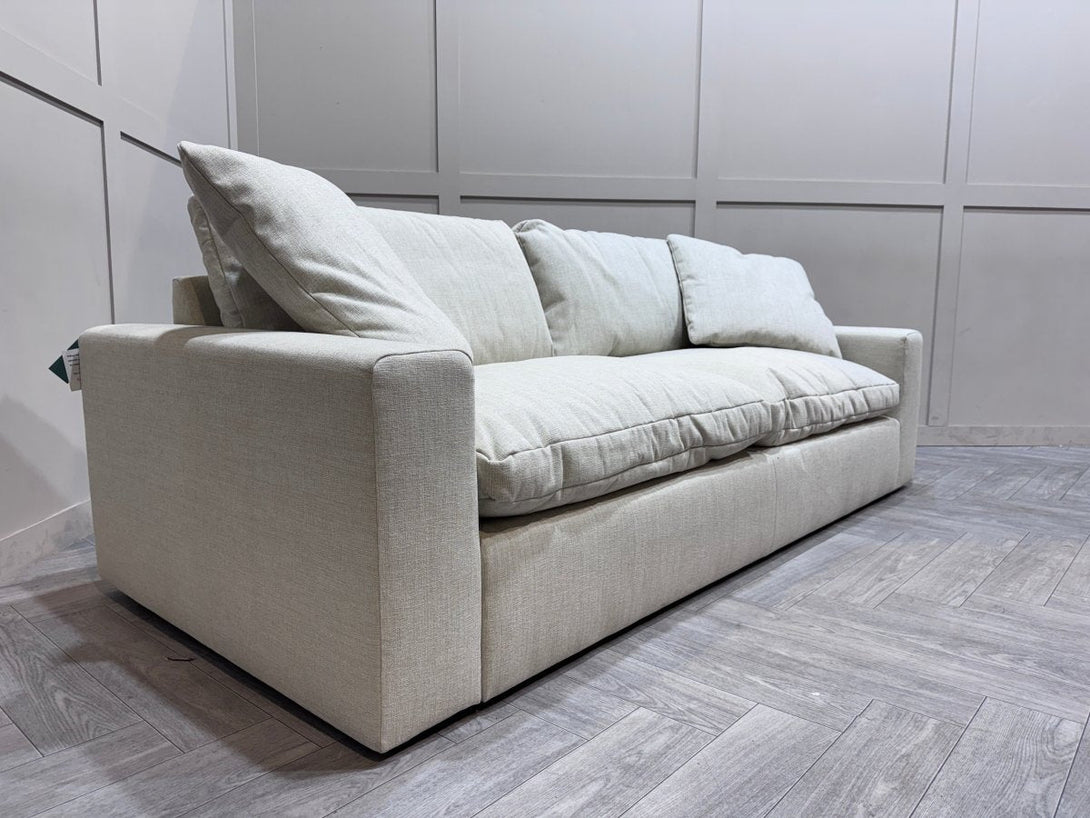 Mellow Grand 4 Seater Sofa & Footstool, Aquaclean Matilda Natural