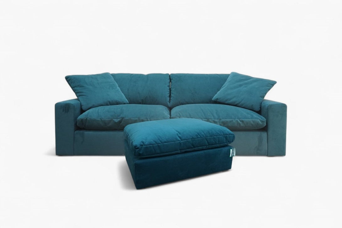 Mellow Grand 4 Seater Sofa & Footstool, Plush Velvet Teal