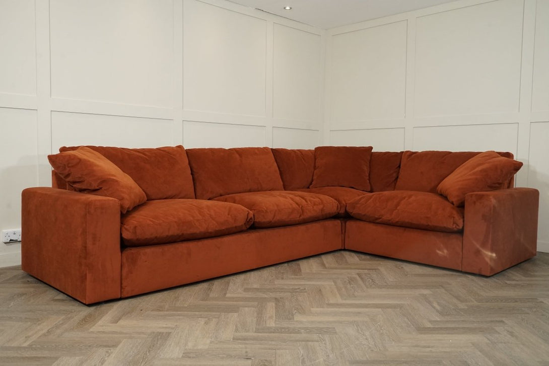 Mellow RHF Corner Sofa, Plush Velvet Auburn