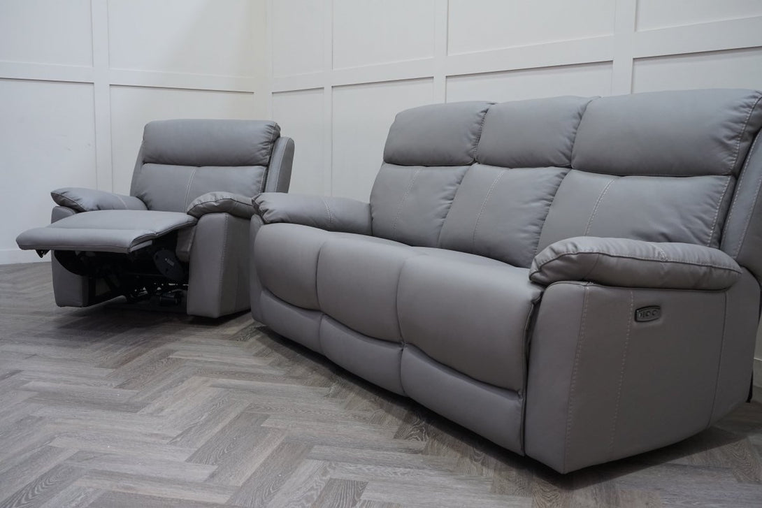 Milano 3 Seater Sofa & Armchair, Power Reclining, Elephant Grey