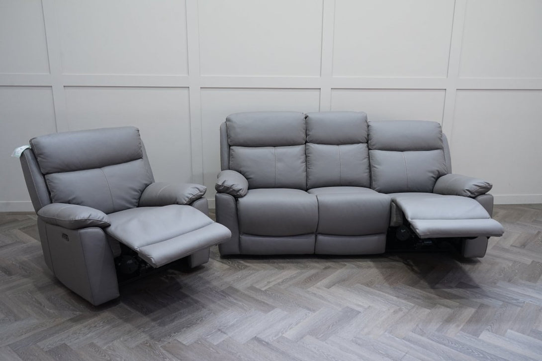 Milano 3 Seater Sofa & Armchair, Power Reclining, Elephant Grey