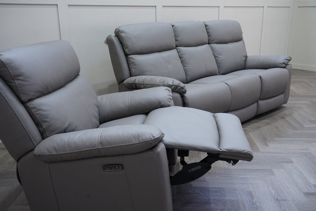 Milano 3 Seater Sofa & Armchair, Power Reclining, Elephant Grey