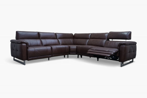 Moet Large Leather Power Recliner Corner Sofa with Telescopic Headrests