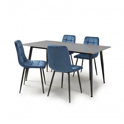 Monaco 1.6m Grey Dining Table & 4 Madison Blue Dining Chairs