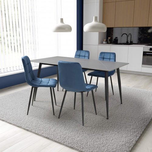 Monaco 1.6m Grey Dining Table & 4 Madison Blue Dining Chairs