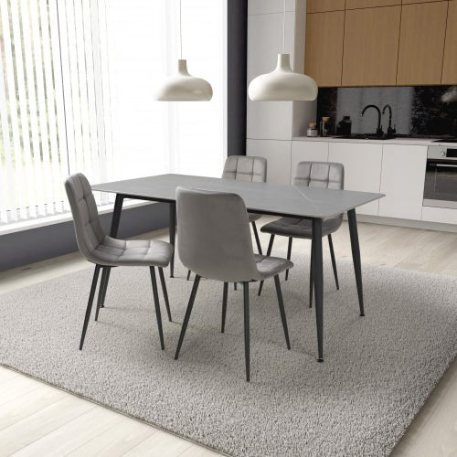 Monaco 1.6m Grey Dining Table & 4 Madison Grey Dining Chairs