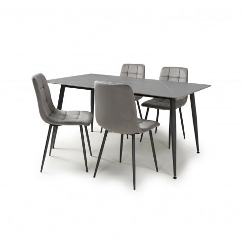 Monaco 1.6m Grey Dining Table & 4 Madison Grey Dining Chairs