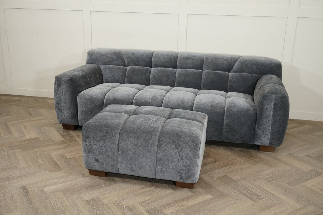 Monroe Fabric Footstool, Shadow Grey