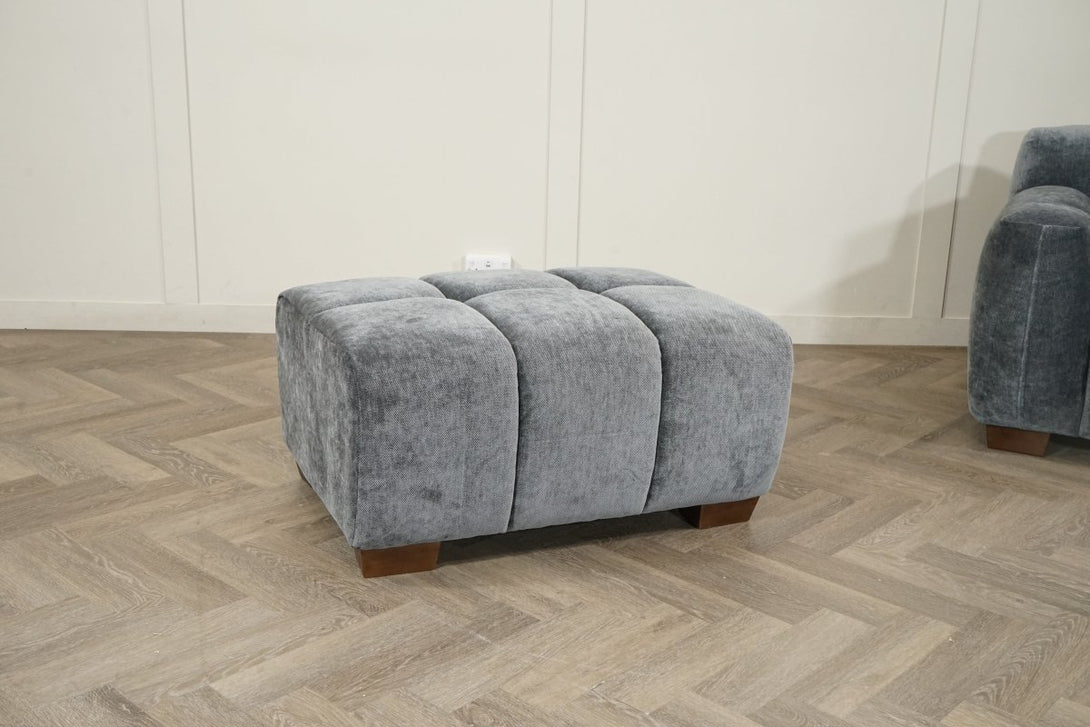Monroe Fabric Footstool, Shadow Grey