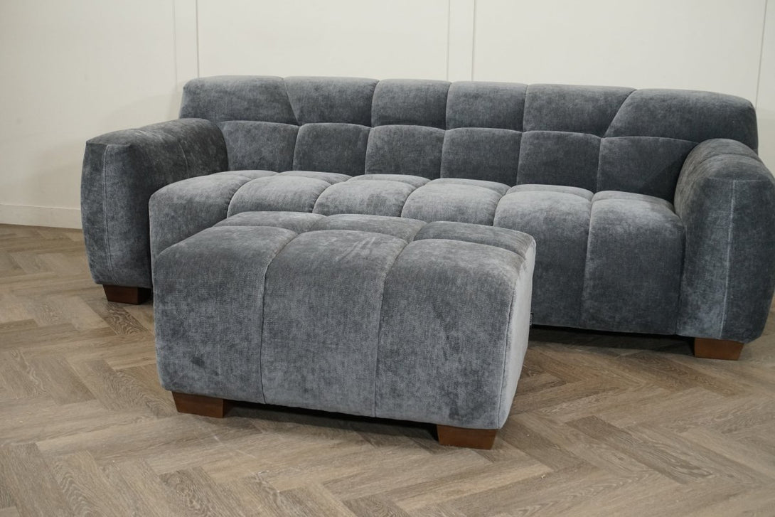 Monroe Fabric Footstool, Shadow Grey