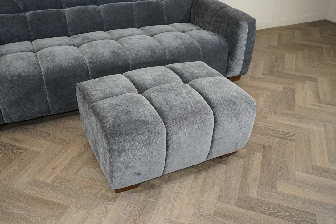 Monroe Fabric Footstool, Shadow Grey