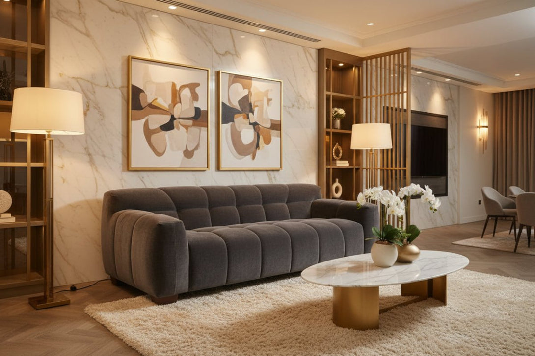 Monroe Large 3 Seater Fabric Sofa, Mocha