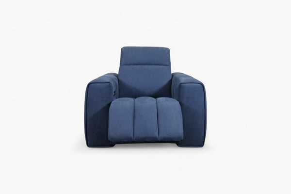 Monument Leather Recliner Armchair, Power Foot / Tilt Headrests, Nubuck Blue