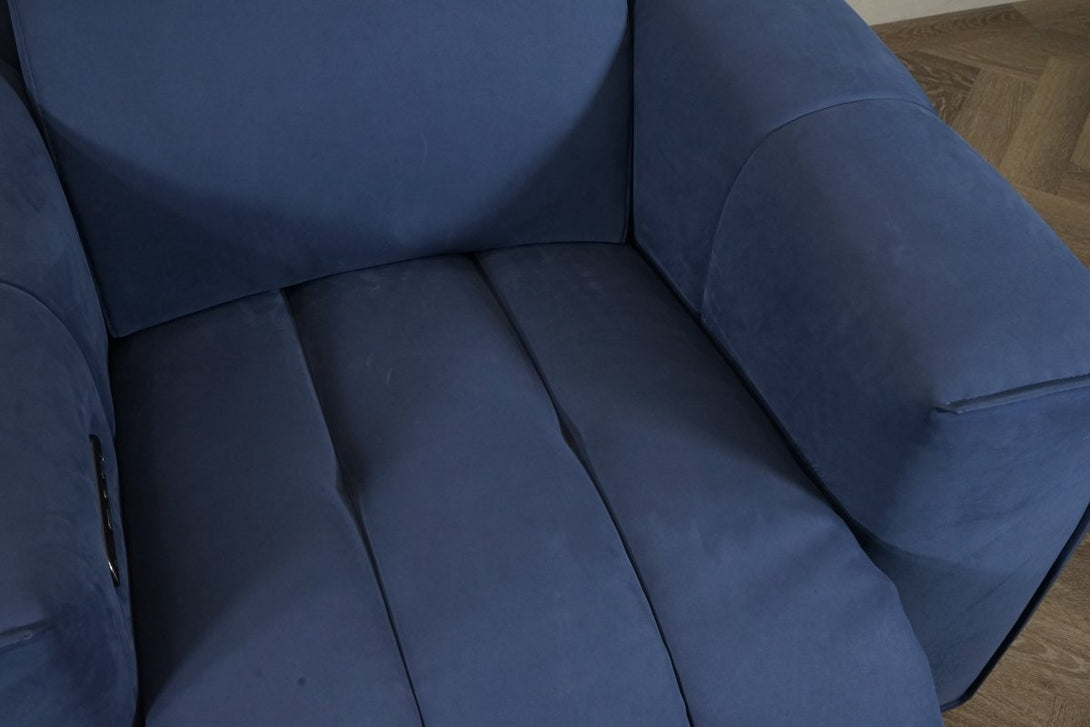 Monument Leather Recliner Armchair, Power Foot / Tilt Headrests, Nubuck Blue