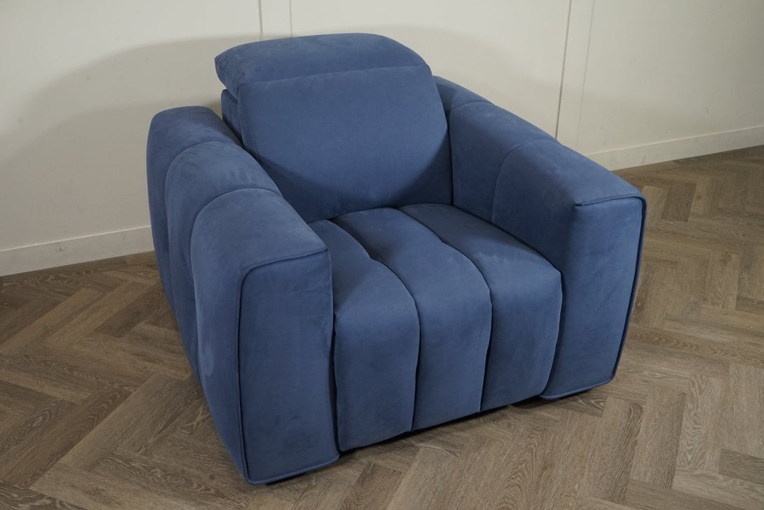Monument Leather Recliner Armchair, Power Foot / Tilt Headrests, Nubuck Blue