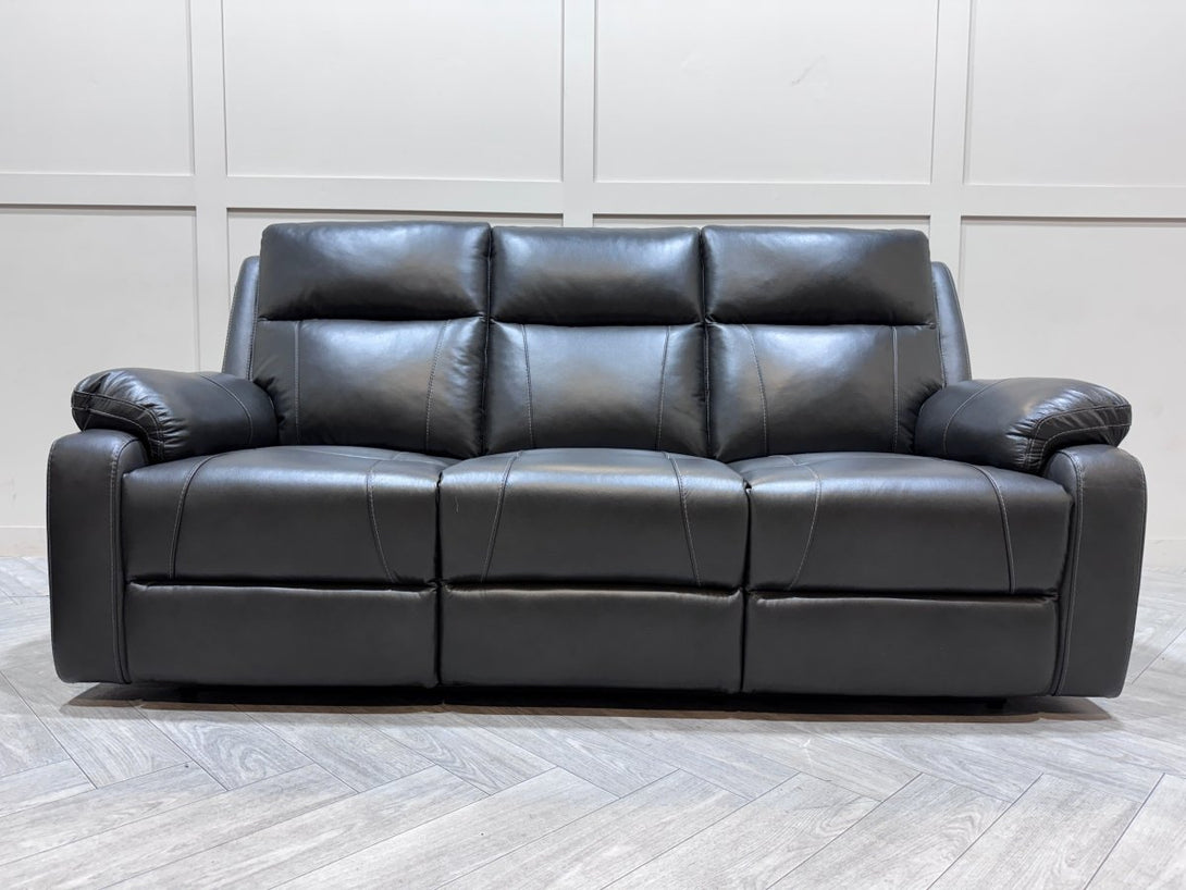 Moreno 3 + 2 Seater Leather Power Reclining Sofa, Charcoal