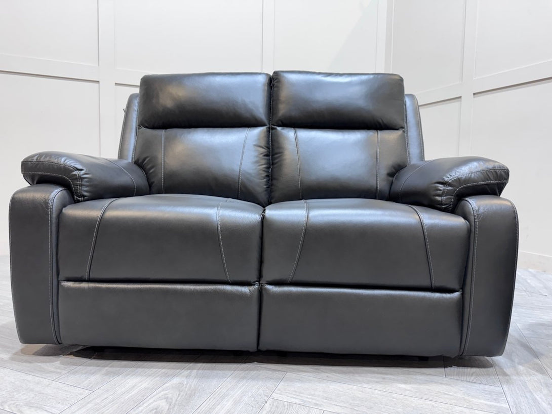 Moreno 3 + 2 Seater Leather Power Reclining Sofa, Charcoal