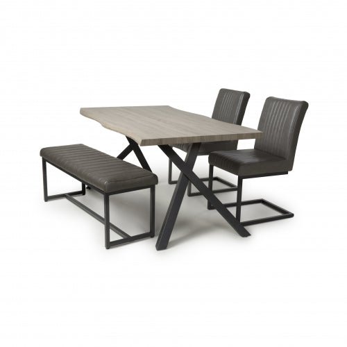 Narvik 1.6m Dining Table & 2 Archer Chairs & Bench Set