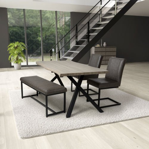 Narvik 1.6m Dining Table & 2 Archer Chairs & Bench Set