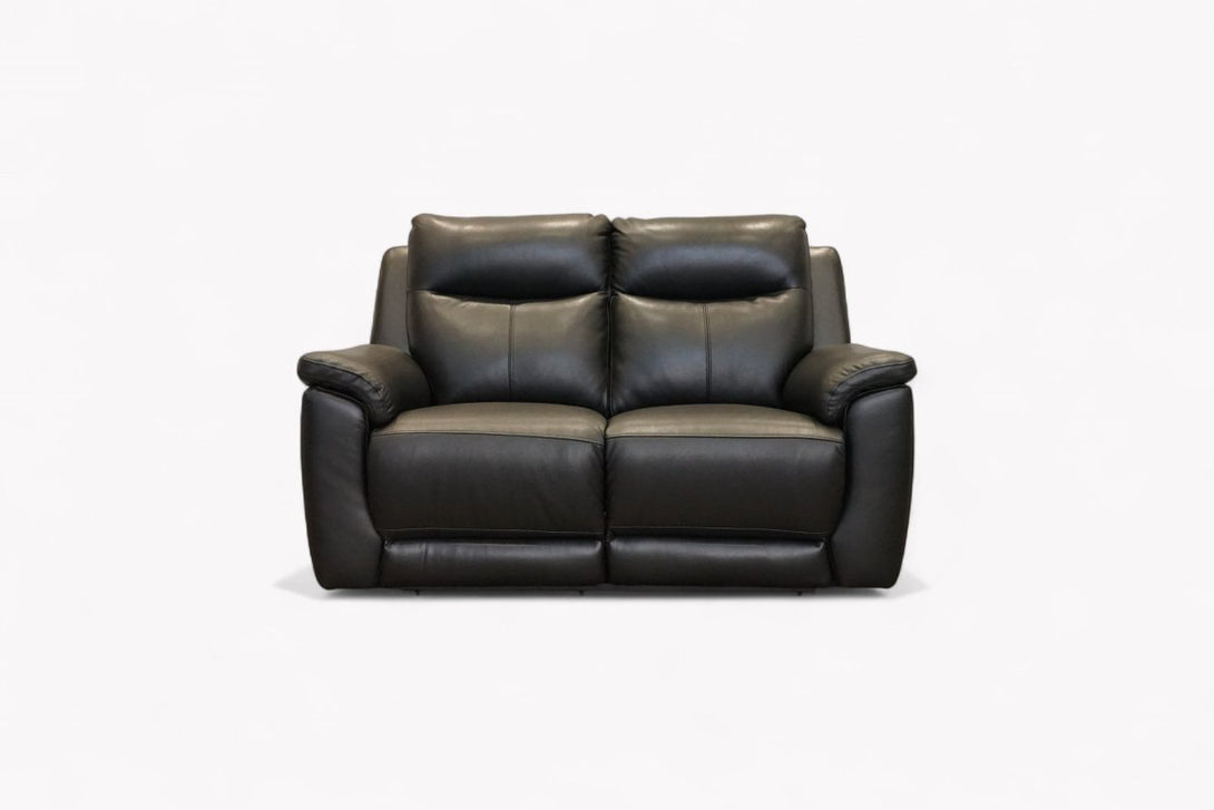 Navona 2 Seater Power Recliner Leather Sofa, Florida Black