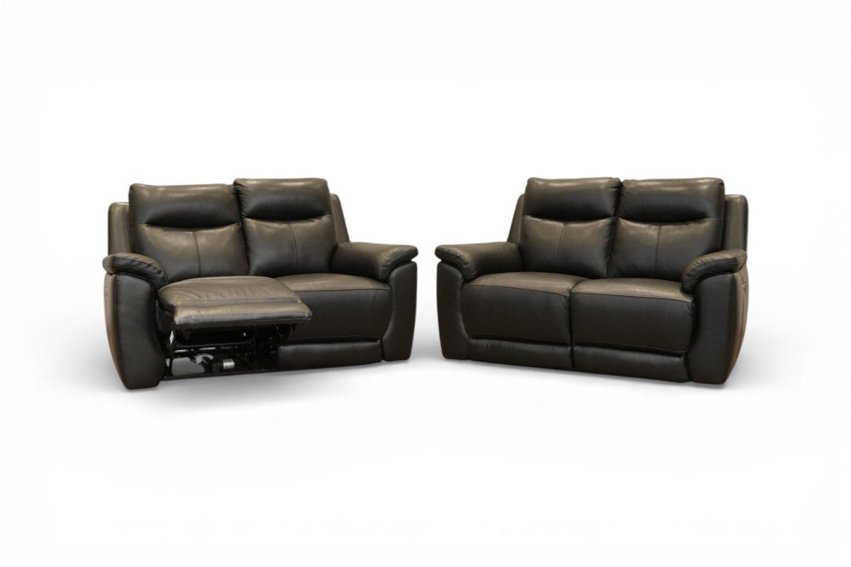 Navona 2+2 Seater Power Recliner Leather Sofa Set, Florida Black