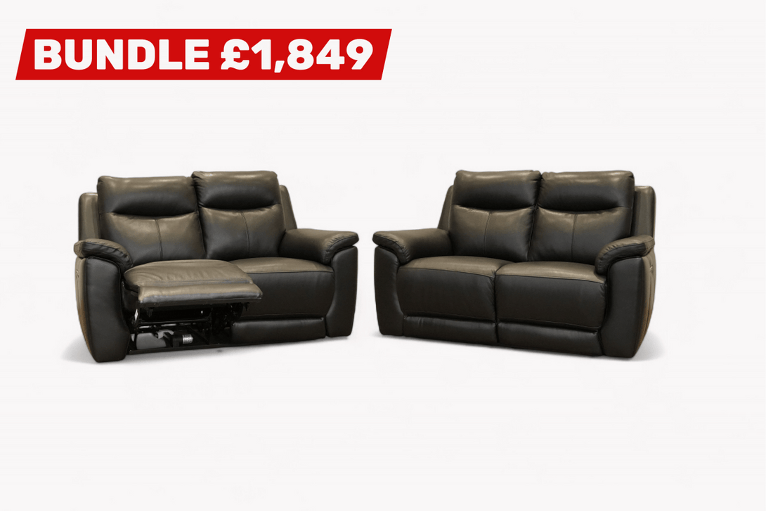 Navona 2+2 Seater Power Recliner Leather Sofa Set, Florida Black