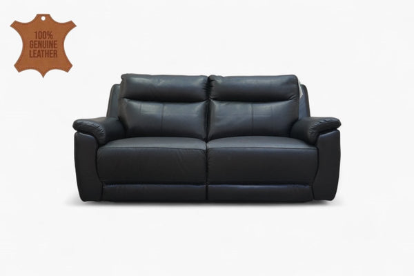 Navona 3 Seater Power Recliner Leather Sofa, Florida Black