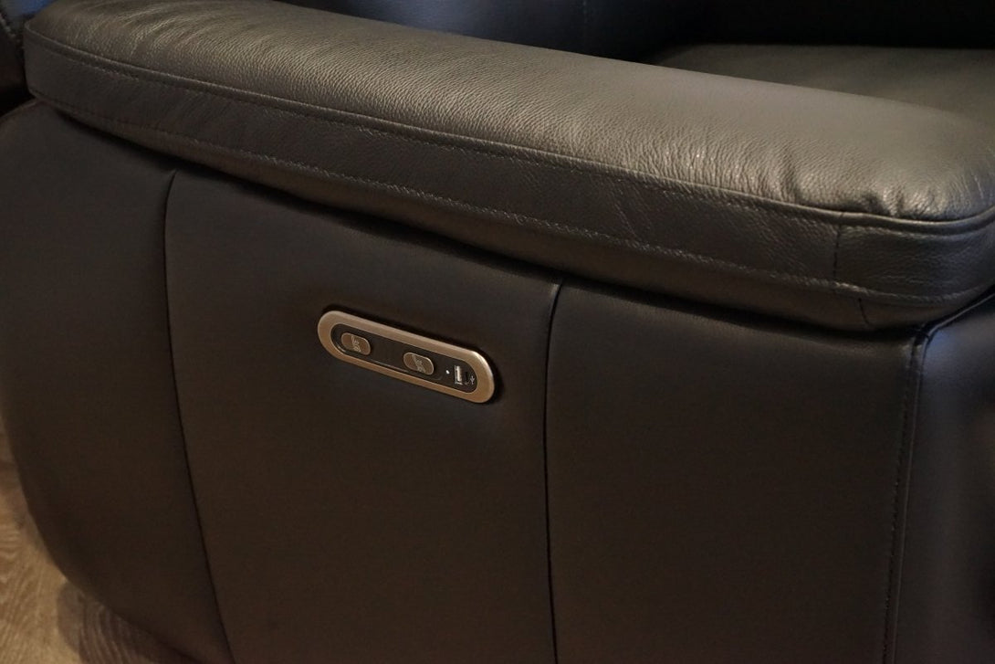 Navona 3+1 Power Recliner Leather Sofa Set, Florida Black