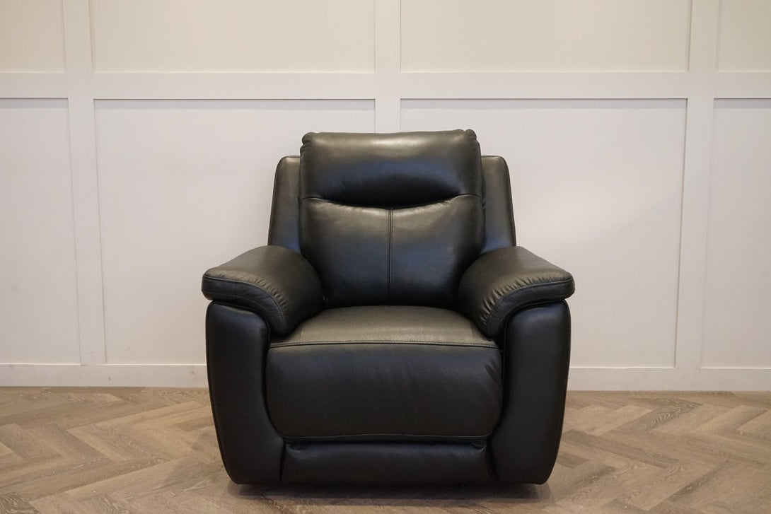 Navona 3+1 Power Recliner Leather Sofa Set, Florida Black