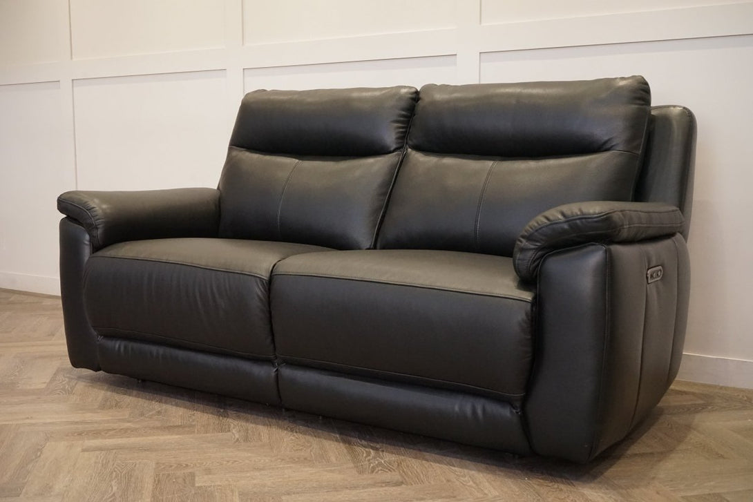 Navona 3+1+1 Seater Power Recliner Leather Sofa Set, Florida Black