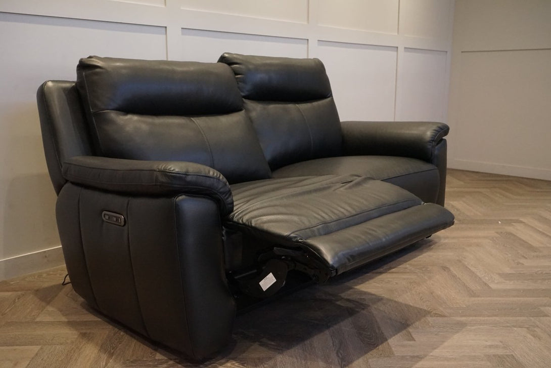 Navona 3+1+1 Seater Power Recliner Leather Sofa Set, Florida Black