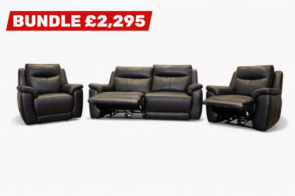 Navona 3+1+1 Seater Power Recliner Leather Sofa Set, Florida Black