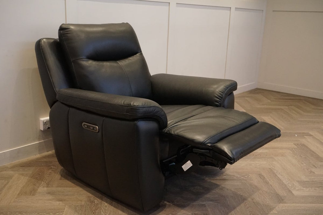 Navona 3+1+1 Seater Power Recliner Leather Sofa Set, Florida Black