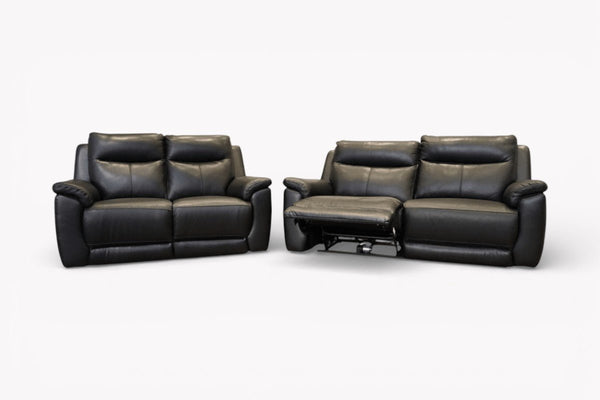 Navona 3+2 Seater Power Recliner Leather Sofa, Florida Black