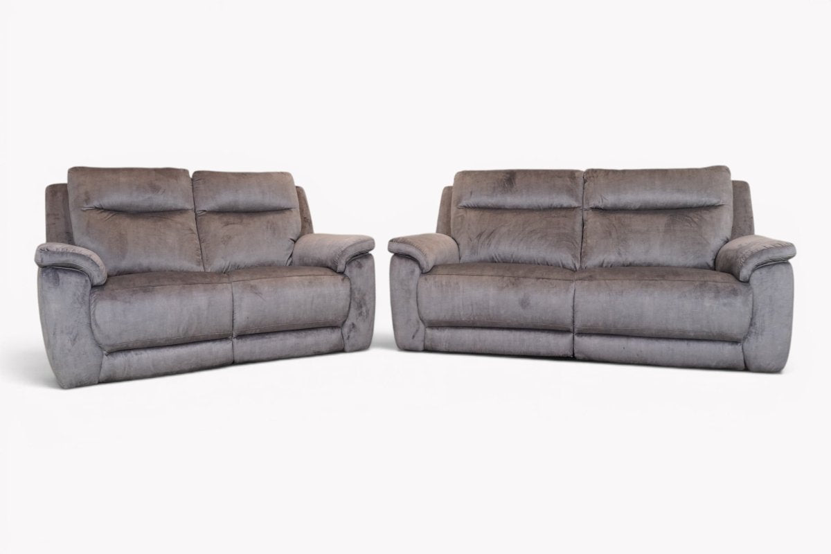 Navona Fabric 3 & 2 Seater Power Recliner Sofa, Heritage Steel
