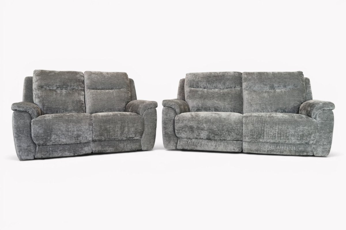 Navona Fabric 3 & 2 Seater Power Recliner Sofa, Shimmer Charcoal