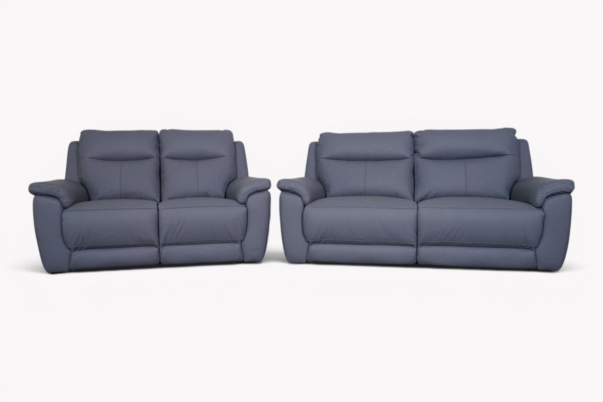 Navona Leather 3 & 2 Seater Power Recliner Sofa, Arden Slate