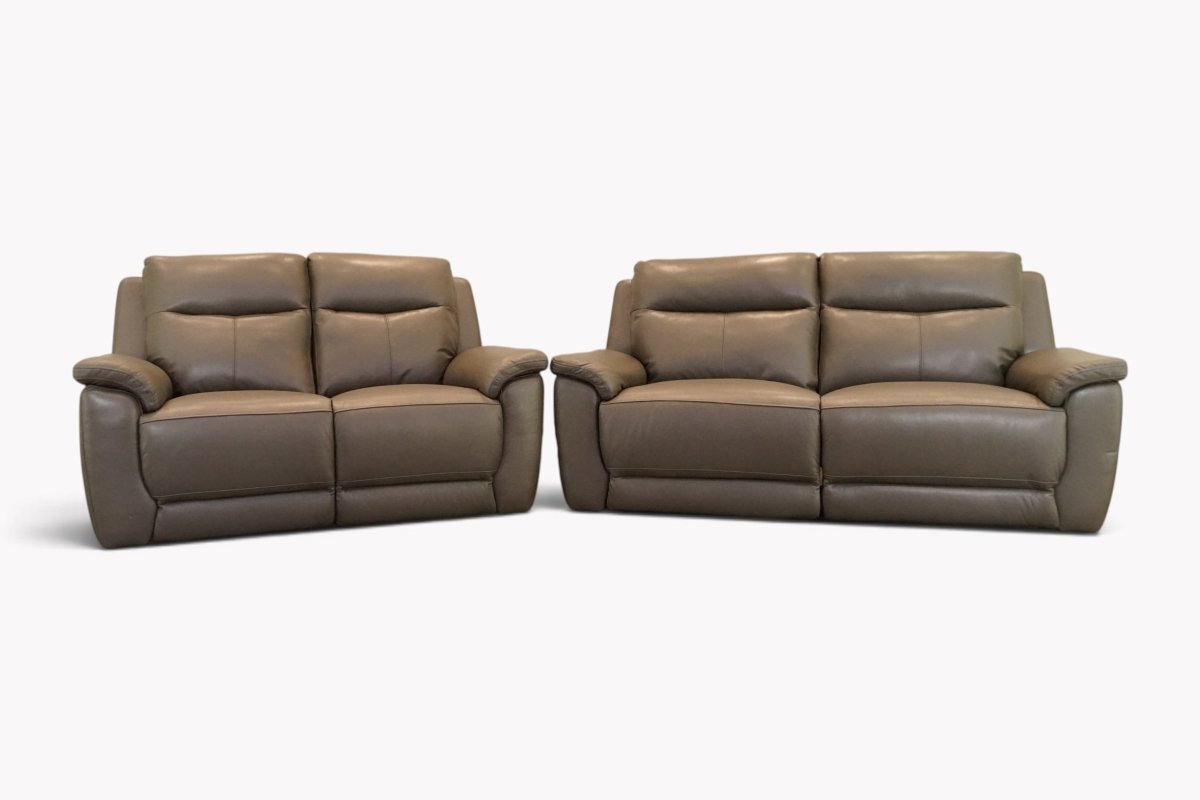 Navona Leather 3 & 2 Seater Power Recliner Sofa, Carbon Grey
