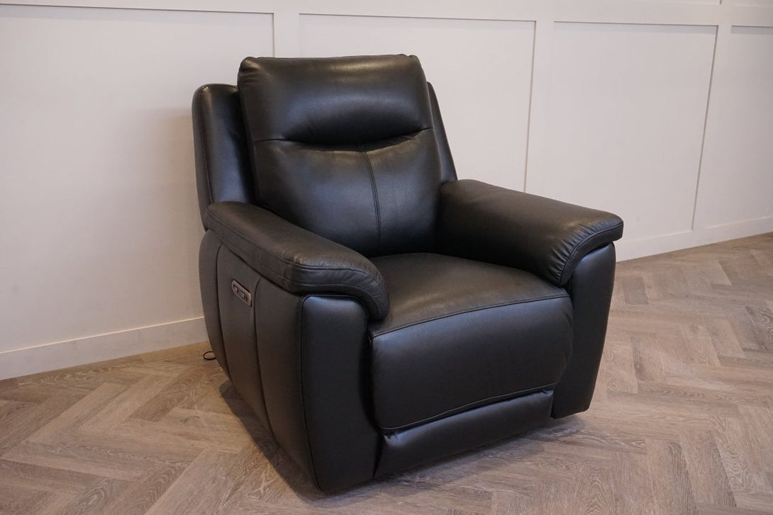 Navona Power Recliner Leather Armchair, Florida Black