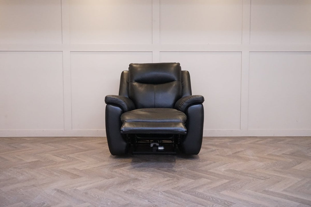 Navona Power Recliner Leather Armchair, Florida Black