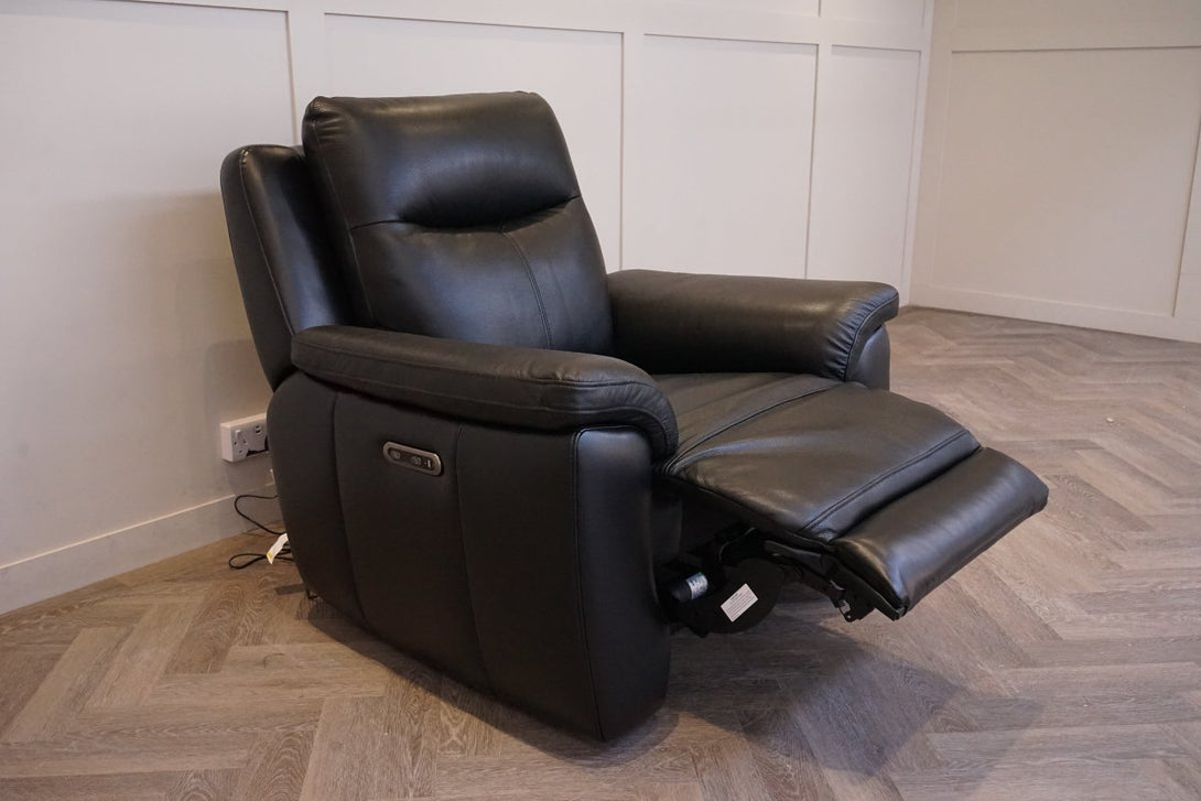 Navona Power Recliner Leather Armchair, Florida Black