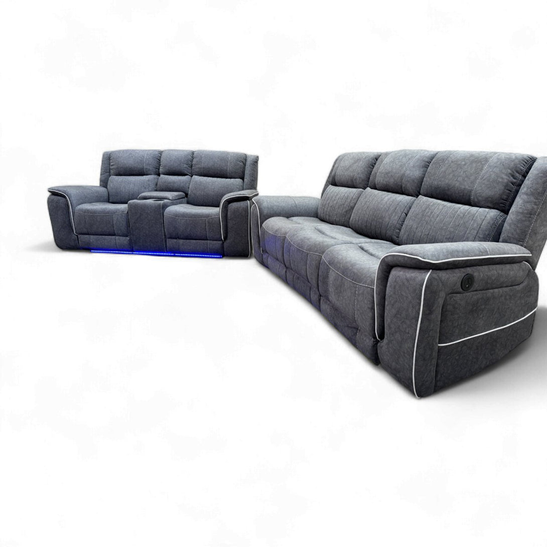 Neon Power Reclining 3 + 2 Sofas, Silver