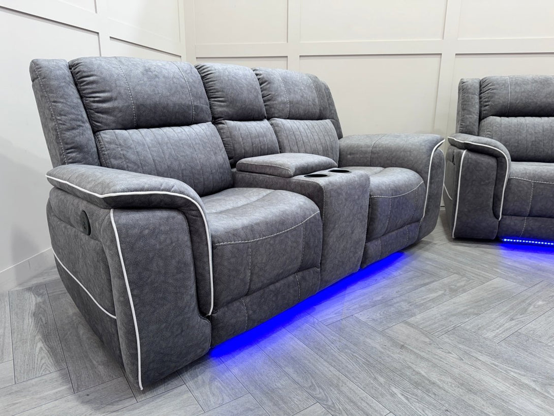 Neon Power Reclining 3 + 2 Sofas, Silver