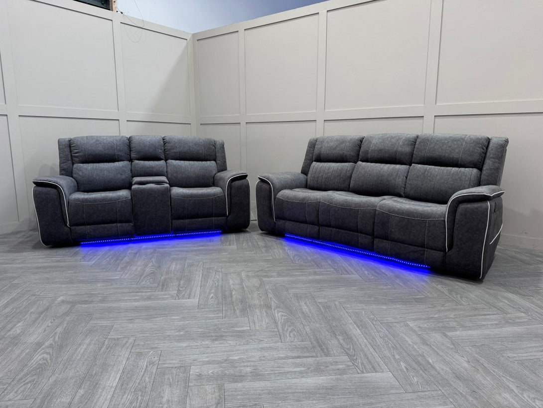 Neon Power Reclining 3 + 2 Sofas, Silver