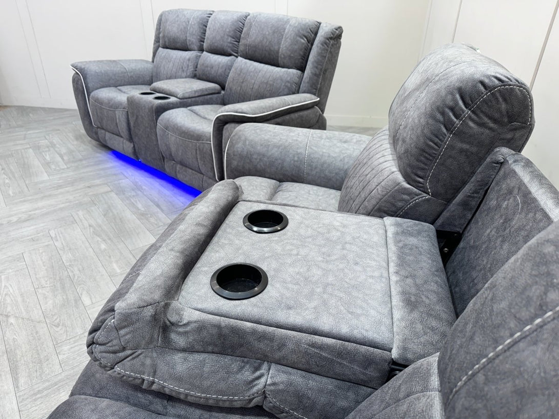 Neon Power Reclining 3 + 2 Sofas, Silver