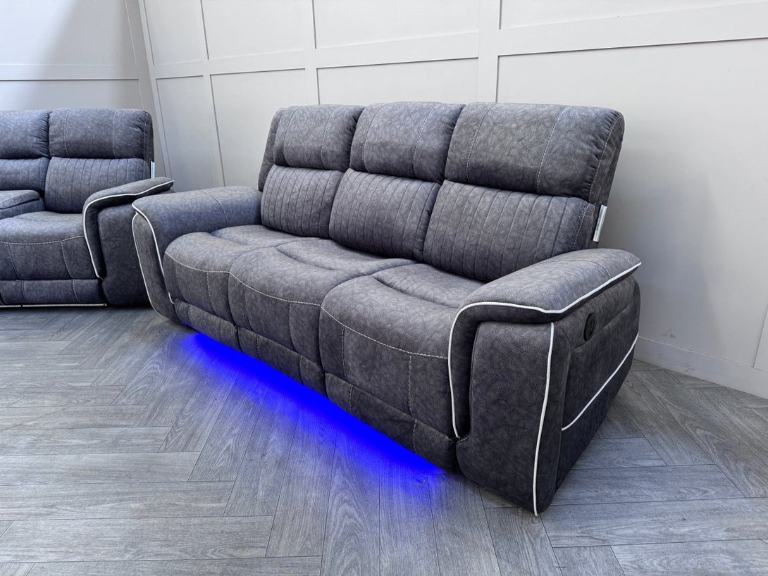 Neon Power Reclining 3 + 2 Sofas, Silver