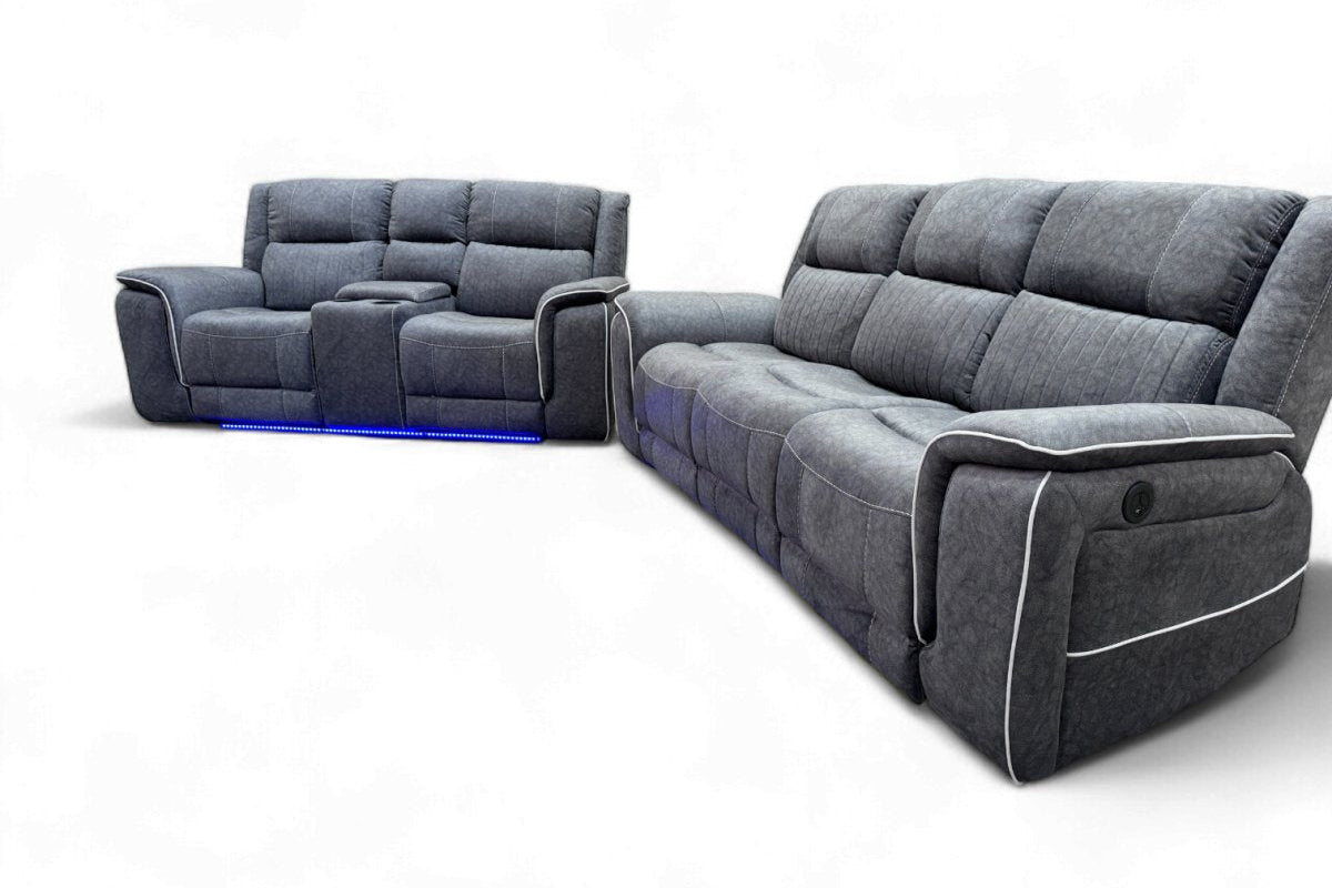 Neon Power Reclining 3 + 2 Sofas, Silver