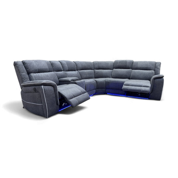 Neon Power Reclining Corner Sofa, Silver