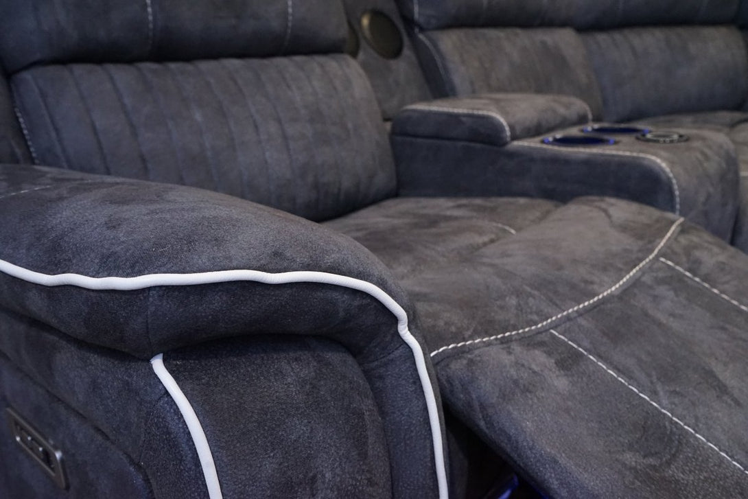 Neon Pro I - Tech Power Reclining Corner Sofa, Graphite Microfibre